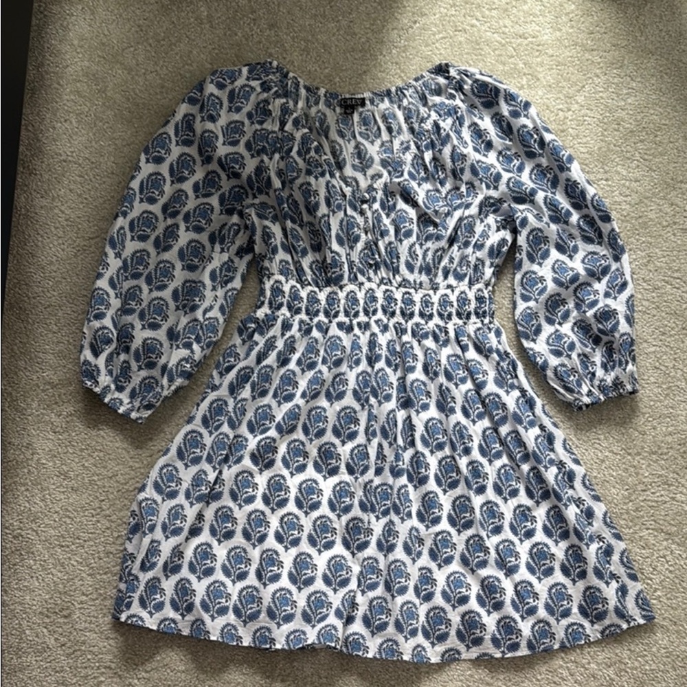 J. Crew Navy and White Floral Dress